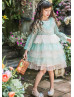 Tiffany Blue Soft Yarn Layered Flower Girl Dress Tiffany Blue Soft Yarn Layered Flower Girl Dress